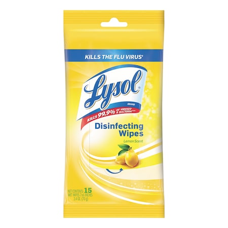 Lysol Disinfecting Wipes, 7 x 8, Lemon, 15 Wipes 19200-93043